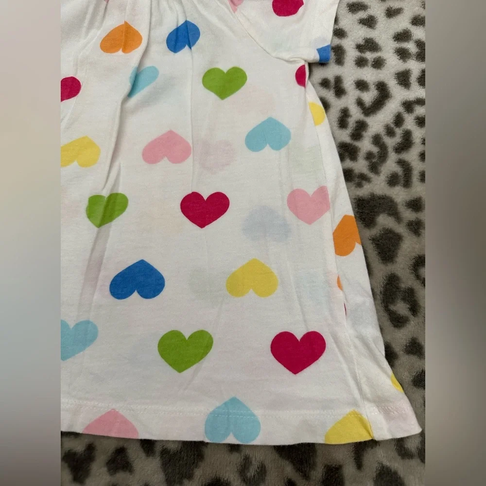 Carter’s Heart Print Short Sleeve Top in White Size 3T Toddler Girls